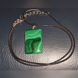 1pc Natural Malachite Stone Pendant Necklace - Bohemian  3cm/1.18in  2cm/0.79in